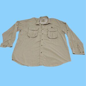 Men's XXL Outdoor Hunting Fishing Reel Legends Long Sleeve Vented Nylon Shirt